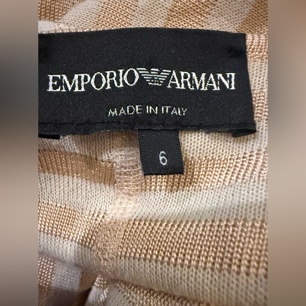 Emporio Armani. Beige Striped Open Cardigan. Size 6. - Picture 3 of 11